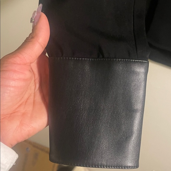 Michael Kors Black Blouse with Leather Trim - Picture 7 of 10